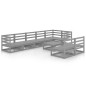 vidaXL Muebles de jardín 9 piezas gris madera de pino maciza vidaXL Muebles de jardín 9 piezas gris madera de pino maciza