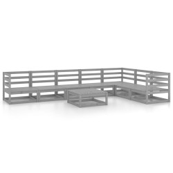 vidaXL Muebles de jardín 8 piezas gris madera de pino maciza