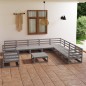 vidaXL Muebles de jardín 11 piezas gris madera de pino maciza vidaXL Muebles de jardín 11 piezas gris madera de pino maciza