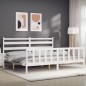 vidaXL Estructura de cama con cabecero madera maciza blanco 200x200 cm vidaXL Estructura de cama con cabecero madera maciza blanco 200x200 cm