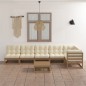 vidaXL Muebles de jardín 7 piezas con cojines de madera de pino maciza