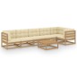 vidaXL Muebles de jardín 7 piezas con cojines de madera de pino maciza