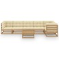 vidaXL Muebles de jardín 7 piezas con cojines de madera de pino maciza