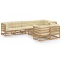 vidaXL Juego de muebles de jardín 9 pzas y cojines madera maciza pino