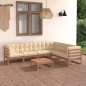 vidaXL Set de muebles de jardín 7 pzs cojines madera pino marrón miel