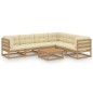 vidaXL Set de muebles de jardín 7 pzs cojines madera pino marrón miel