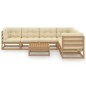 vidaXL Set de muebles de jardín 7 pzs cojines madera pino marrón miel