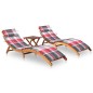 vidaXL Tumbonas 2 unidades con mesa y cojines madera maciza de acacia vidaXL Tumbonas 2 unidades con mesa y cojines madera maciza de acacia