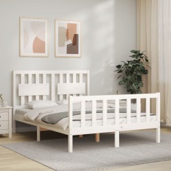 vidaXL Estructura de cama con cabecero madera maciza blanco 120x200 cm