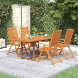 vidaXL Juego de comedor de jardín 5 piezas madera maciza de acacia