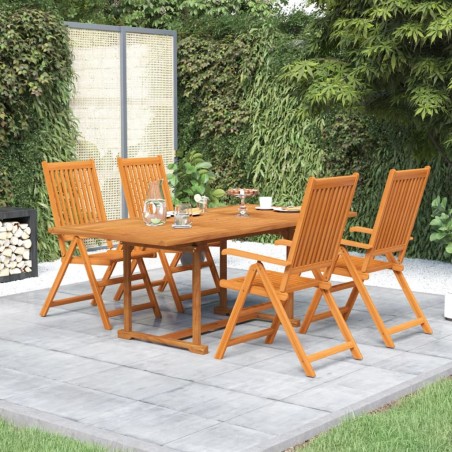 vidaXL Juego de comedor de jardín 5 piezas madera maciza de acacia