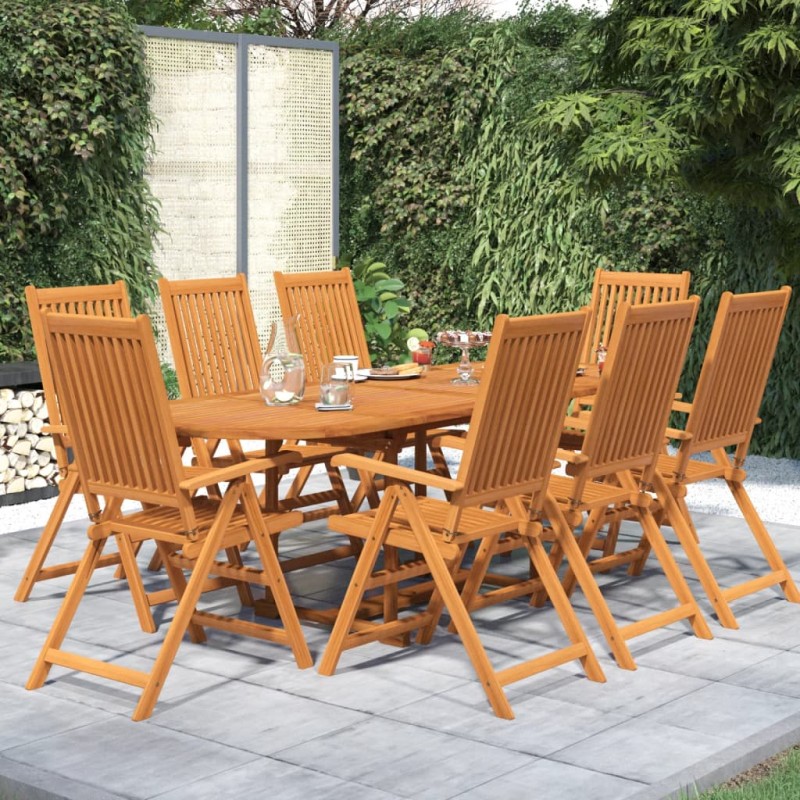vidaXL Juego de comedor para jardín 9 piezas madera maciza de acacia vidaXL Juego de comedor para jardín 9 piezas madera maciza de acacia