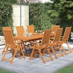 vidaXL Juego de comedor para jardín 9 piezas madera maciza de acacia