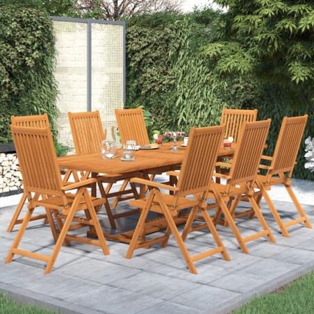 vidaXL Juego de comedor para jardín 9 piezas madera maciza de acacia