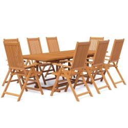 vidaXL Juego de comedor para jardín 9 piezas madera maciza de acacia