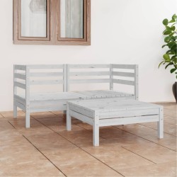 vidaXL Juego de muebles de jardín 3 pzas madera maciza de pino blanco