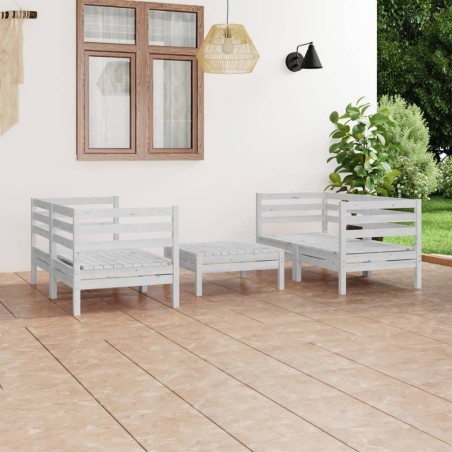 vidaXL Juego de muebles de jardín 5 pzas madera maciza de pino blanco