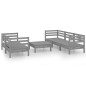 vidaXL Juego de muebles de jardín 6 piezas gris madera maciza de pino vidaXL Juego de muebles de jardín 6 piezas gris madera maciza de pino