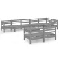 vidaXL Juego de muebles de jardín 9 piezas madera maciza de pino gris vidaXL Juego de muebles de jardín 9 piezas madera maciza de pino gris