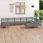 vidaXL Juego de muebles de jardín 9 piezas madera maciza de pino gris vidaXL Juego de muebles de jardín 9 piezas madera maciza de pino gris