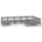 vidaXL Juego de muebles de jardín 9 piezas madera maciza de pino gris vidaXL Juego de muebles de jardín 9 piezas madera maciza de pino gris