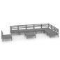 vidaXL Juego de muebles de jardín 9 piezas madera maciza de pino gris vidaXL Juego de muebles de jardín 9 piezas madera maciza de pino gris