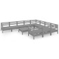 vidaXL Juego de muebles de jardín 11 piezas madera maciza de pino gris vidaXL Juego de muebles de jardín 11 piezas madera maciza de pino gris