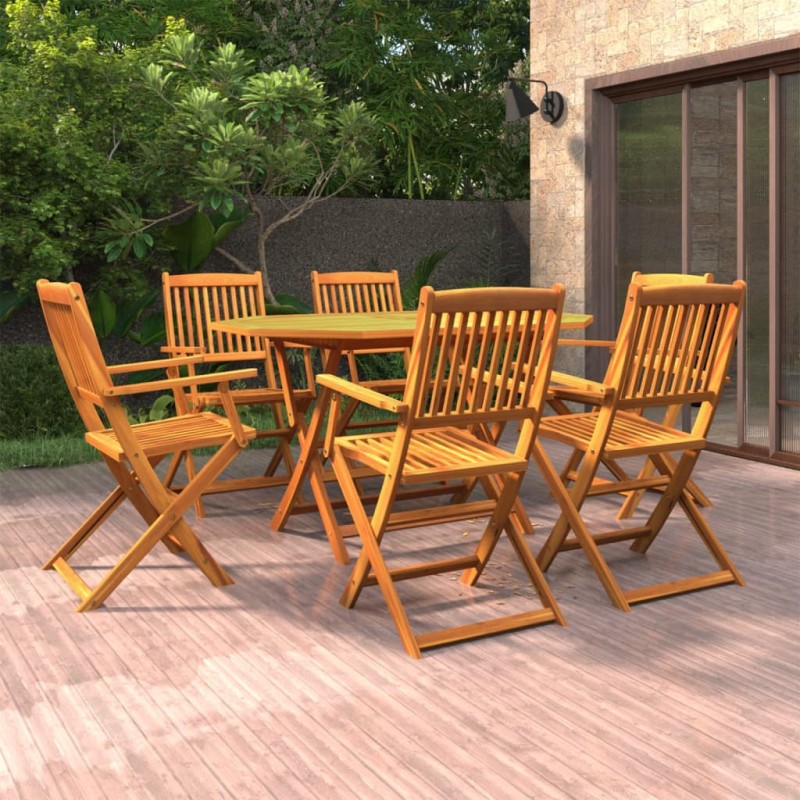 vidaXL Set de comedor de jardín 7 piezas madera maciza de acacia vidaXL Set de comedor de jardín 7 piezas madera maciza de acacia