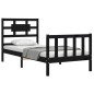 vidaXL Estructura de cama con cabecero madera maciza negro 100x200 cm