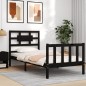 vidaXL Estructura de cama con cabecero madera maciza negro 100x200 cm