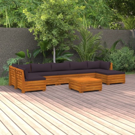 vidaXL Muebles de jardín 8 piezas con cojines madera maciza de acacia 