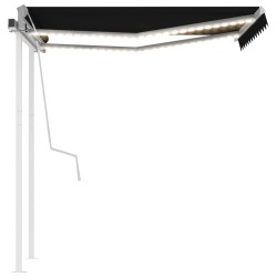 vidaXL Toldo manual retráctil con luz LED gris antracita 3x2,5 m