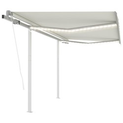 vidaXL Toldo automático con LED y sensor de viento crema 3x2,5 m