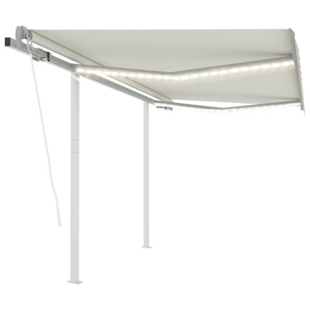 vidaXL Toldo automático con LED y sensor de viento crema 3x2,5 m