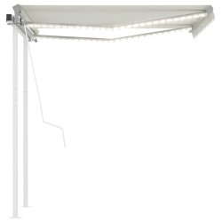 vidaXL Toldo automático con LED y sensor de viento crema 3x2,5 m