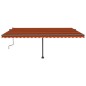 vidaXL Toldo retráctil manual con luz LED naranja y marrón 500x300 cm vidaXL Toldo retráctil manual con luz LED naranja y marrón 500x300 cm