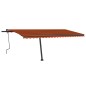 vidaXL Toldo retráctil manual con luz LED naranja y marrón 500x300 cm vidaXL Toldo retráctil manual con luz LED naranja y marrón 500x300 cm