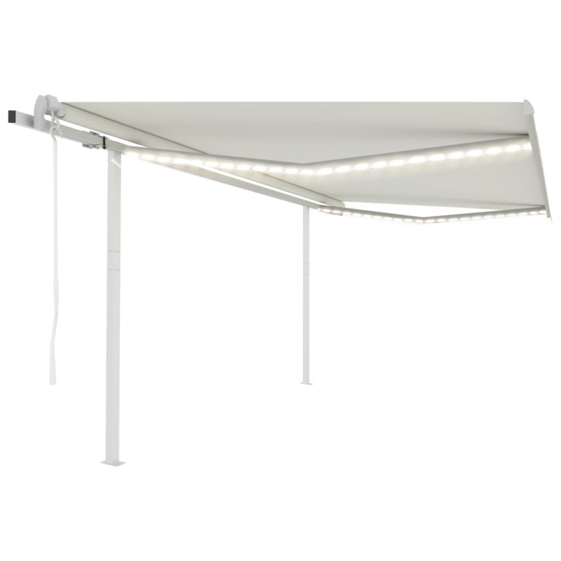 vidaXL Toldo automático con LED y sensor de viento crema 4x3 m vidaXL Toldo automático con LED y sensor de viento crema 4x3 m