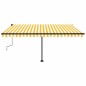 vidaXL Toldo de pie retráctil manual amarillo y blanco 450x300 cm vidaXL Toldo de pie retráctil manual amarillo y blanco 450x300 cm