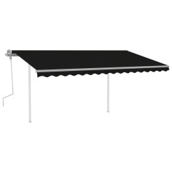 vidaXL Toldo retráctil manual con luz LED gris antracita 4x3 m