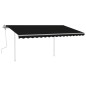 vidaXL Toldo retráctil manual con luz LED gris antracita 4x3 m vidaXL Toldo retráctil manual con luz LED gris antracita 4x3 m