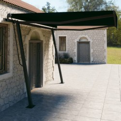 vidaXL Toldo retráctil manual con postes gris antracita 4x3 cm
