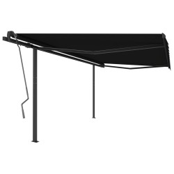 vidaXL Toldo retráctil manual con postes gris antracita 4x3 cm
