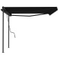 vidaXL Toldo retráctil manual con postes gris antracita 4x3 cm vidaXL Toldo retráctil manual con postes gris antracita 4x3 cm
