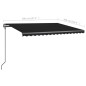 vidaXL Toldo retráctil manual con postes gris antracita 4x3 cm vidaXL Toldo retráctil manual con postes gris antracita 4x3 cm