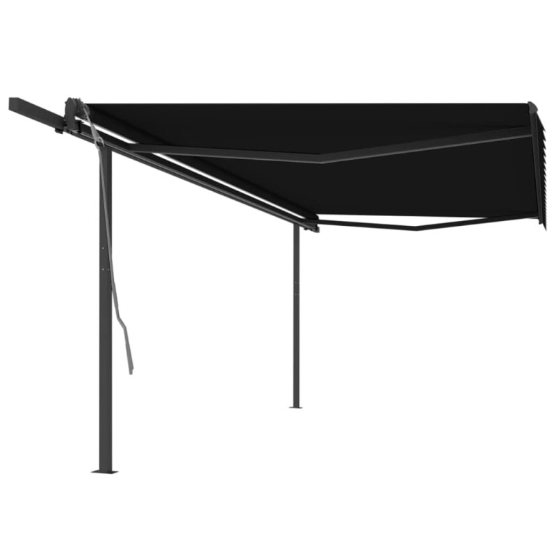 vidaXL Toldo retráctil manual con postes gris antracita 5x3 cm vidaXL Toldo retráctil manual con postes gris antracita 5x3 cm