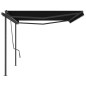 vidaXL Toldo retráctil manual con postes gris antracita 5x3 cm vidaXL Toldo retráctil manual con postes gris antracita 5x3 cm