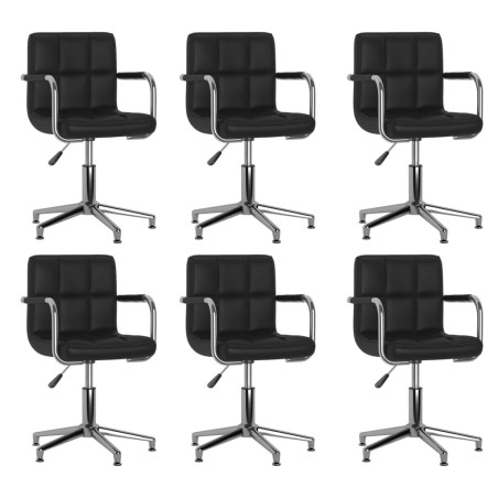 vidaXL Sillas de comedor giratorias 6 unidades cuero sintético negro