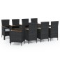 vidaXL Set comedor de jardín 9 piezas y cojines ratán sintético negro
