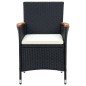 vidaXL Set comedor de jardín 9 piezas y cojines ratán sintético negro